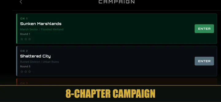Iron Swarm mission and mode selection screen